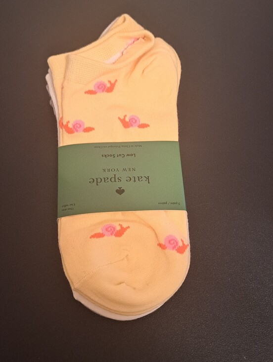 kate spade Accessories - kate spade 3 pr Yellow Low-Cut Socks with Pink Snail Motif NWT